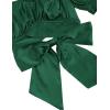 imageLYANER Womens Ruffle Short Sleeve Tie Up Back Crop Top Off Shoulder Bardot BlouseSatin Deep Green