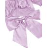 imageLYANER Womens Ruffle Short Sleeve Tie Up Back Crop Top Off Shoulder Bardot BlouseSatin Lavender
