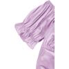 imageLYANER Womens Ruffle Short Sleeve Tie Up Back Crop Top Off Shoulder Bardot BlouseSatin Lavender