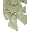 imageLYANER Womens Ruffle Short Sleeve Tie Up Back Crop Top Off Shoulder Bardot BlouseSatin Light Green