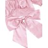 imageLYANER Womens Ruffle Short Sleeve Tie Up Back Crop Top Off Shoulder Bardot BlouseSatin Pink