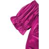imageLYANER Womens Ruffle Short Sleeve Tie Up Back Crop Top Off Shoulder Bardot BlouseSatin Purple