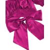 imageLYANER Womens Ruffle Short Sleeve Tie Up Back Crop Top Off Shoulder Bardot BlouseSatin Purple