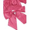 imageLYANER Womens Ruffle Short Sleeve Tie Up Back Crop Top Off Shoulder Bardot BlouseSatin Rose