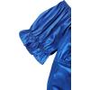 imageLYANER Womens Ruffle Short Sleeve Tie Up Back Crop Top Off Shoulder Bardot BlouseSatin Royal Blue