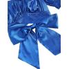 imageLYANER Womens Ruffle Short Sleeve Tie Up Back Crop Top Off Shoulder Bardot BlouseSatin Royal Blue