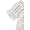 imageLYANER Womens Ruffle Short Sleeve Tie Up Back Crop Top Off Shoulder Bardot BlouseSatin White