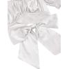 imageLYANER Womens Ruffle Short Sleeve Tie Up Back Crop Top Off Shoulder Bardot BlouseSatin White