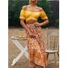 imageLYANER Womens Ruffle Short Sleeve Tie Up Back Crop Top Off Shoulder Bardot BlouseYellow