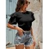 imageLYANER Womens Self Tie Back Scoop Neck Layer Ruffle Trim Short Sleeve Crop Top Blouse ShirtBlack