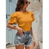imageLYANER Womens Self Tie Back Scoop Neck Layer Ruffle Trim Short Sleeve Crop Top Blouse ShirtGinger