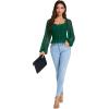 imageLYANER Womens Sweetheart Neck Self Tie Knot Shirred Back Mesh Lantern Long Sleeve Blouse Shirt TopDark Green