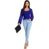 imageLYANER Womens Sweetheart Neck Self Tie Knot Shirred Back Mesh Lantern Long Sleeve Blouse Shirt TopRoyal Blue