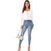 imageLYANER Womens Sweetheart Neck Self Tie Knot Shirred Back Mesh Lantern Long Sleeve Blouse Shirt TopWhite