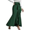 imageLYANER Womens Tie Waist Ruffle Wrap Mermaid Fishtail Hem High Waist Long Maxi SkirtDark Green