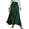 imageLYANER Womens Tie Waist Ruffle Wrap Mermaid Fishtail Hem High Waist Long Maxi SkirtDark Green