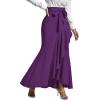 imageLYANER Womens Tie Waist Ruffle Wrap Mermaid Fishtail Hem High Waist Long Maxi SkirtDark Purple