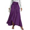 imageLYANER Womens Tie Waist Ruffle Wrap Mermaid Fishtail Hem High Waist Long Maxi SkirtDark Purple
