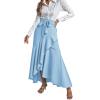imageLYANER Womens Tie Waist Ruffle Wrap Mermaid Fishtail Hem High Waist Long Maxi SkirtLight Blue