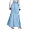 imageLYANER Womens Tie Waist Ruffle Wrap Mermaid Fishtail Hem High Waist Long Maxi SkirtLight Blue