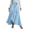 imageLYANER Womens Tie Waist Ruffle Wrap Mermaid Fishtail Hem High Waist Long Maxi SkirtLight Blue