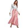 imageLYANER Womens Tie Waist Ruffle Wrap Mermaid Fishtail Hem High Waist Long Maxi SkirtPink