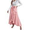 imageLYANER Womens Tie Waist Ruffle Wrap Mermaid Fishtail Hem High Waist Long Maxi SkirtPink
