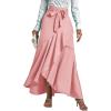 imageLYANER Womens Tie Waist Ruffle Wrap Mermaid Fishtail Hem High Waist Long Maxi SkirtPink