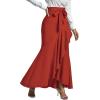 imageLYANER Womens Tie Waist Ruffle Wrap Mermaid Fishtail Hem High Waist Long Maxi SkirtRed