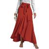 imageLYANER Womens Tie Waist Ruffle Wrap Mermaid Fishtail Hem High Waist Long Maxi SkirtRed
