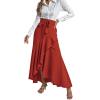 imageLYANER Womens Tie Waist Ruffle Wrap Mermaid Fishtail Hem High Waist Long Maxi SkirtRed