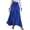 imageLYANER Womens Tie Waist Ruffle Wrap Mermaid Fishtail Hem High Waist Long Maxi SkirtRoyal Blue