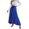 imageLYANER Womens Tie Waist Ruffle Wrap Mermaid Fishtail Hem High Waist Long Maxi SkirtRoyal Blue
