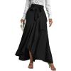 imageLYANER Womens Tie Waist Ruffle Wrap Mermaid Fishtail Hem High Waist Long Maxi SkirtSolid Black