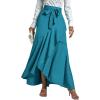 imageLYANER Womens Tie Waist Ruffle Wrap Mermaid Fishtail Hem High Waist Long Maxi SkirtTeal