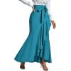 imageLYANER Womens Tie Waist Ruffle Wrap Mermaid Fishtail Hem High Waist Long Maxi SkirtTeal