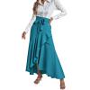 imageLYANER Womens Tie Waist Ruffle Wrap Mermaid Fishtail Hem High Waist Long Maxi SkirtTeal