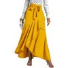 imageLYANER Womens Tie Waist Ruffle Wrap Mermaid Fishtail Hem High Waist Long Maxi SkirtYellow