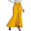 imageLYANER Womens Tie Waist Ruffle Wrap Mermaid Fishtail Hem High Waist Long Maxi SkirtYellow
