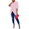 imageLYANER Womens Wrap V Neck Ruched Short Sleeve Split Hem Blouse Shirt Tunic TopBaby Pink