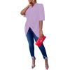 imageLYANER Womens Wrap V Neck Ruched Short Sleeve Split Hem Blouse Shirt Tunic TopBaby Purple