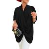 imageLYANER Womens Wrap V Neck Ruched Short Sleeve Split Hem Blouse Shirt Tunic TopBlack