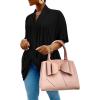 imageLYANER Womens Wrap V Neck Ruched Short Sleeve Split Hem Blouse Shirt Tunic TopBlack