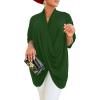 imageLYANER Womens Wrap V Neck Ruched Short Sleeve Split Hem Blouse Shirt Tunic TopDeep Green