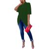 imageLYANER Womens Wrap V Neck Ruched Short Sleeve Split Hem Blouse Shirt Tunic TopDeep Green