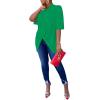 imageLYANER Womens Wrap V Neck Ruched Short Sleeve Split Hem Blouse Shirt Tunic TopGreen