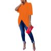 imageLYANER Womens Wrap V Neck Ruched Short Sleeve Split Hem Blouse Shirt Tunic TopOrange