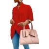 imageLYANER Womens Wrap V Neck Ruched Short Sleeve Split Hem Blouse Shirt Tunic TopRed