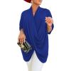 imageLYANER Womens Wrap V Neck Ruched Short Sleeve Split Hem Blouse Shirt Tunic TopRoyal Blue
