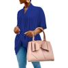 imageLYANER Womens Wrap V Neck Ruched Short Sleeve Split Hem Blouse Shirt Tunic TopRoyal Blue